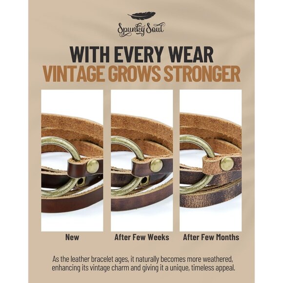 Unique 5-Wrap Leather Bracelet - Adjustable Bohemian Jewelry for Every Occasion - Picture 3 of 9